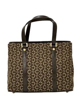 Celine Bag C Blason Handbag Canvas Brown Handle